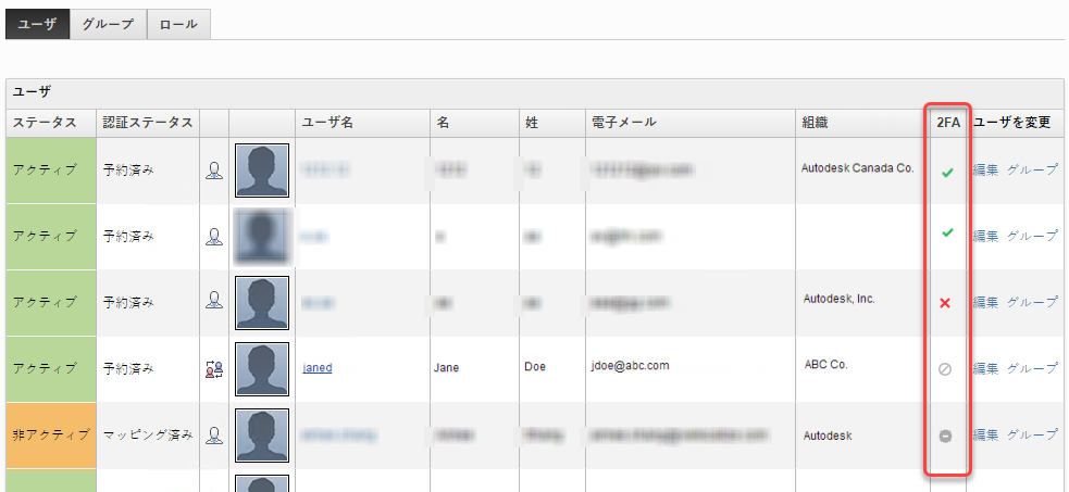 ユーザ 2fa 設定