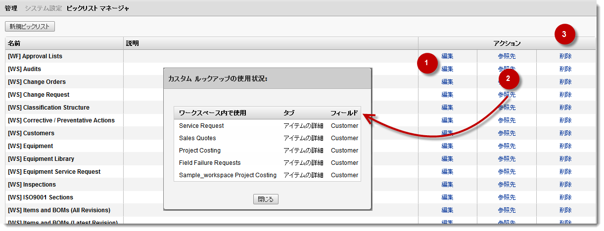 ピックリスト マネージャ