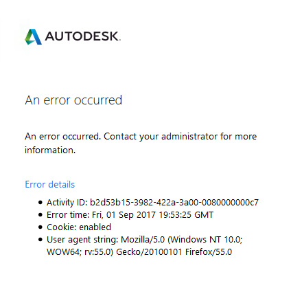 ヘルプ | エラー: AD FS で不明なエラーが発生しました | Autodesk