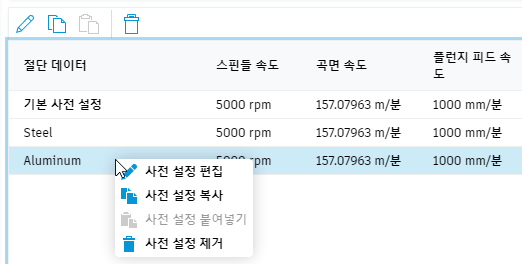 사전 설정 복사