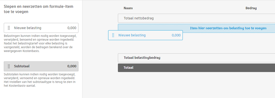 Nieuwe belasting toevoegen