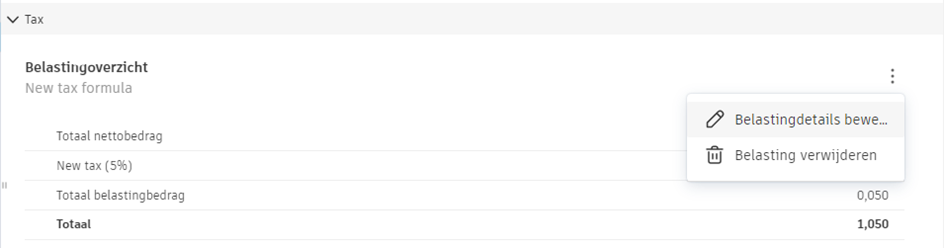 Kostenbelasting menu Meer
