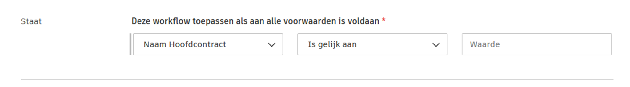 Configuratie van voorwaarde hoofdcontract