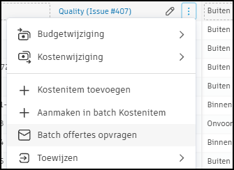 Optie 'Batchoffertes aanvragen' in het PCO-menu Meer