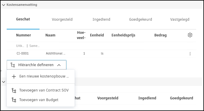 Hiërarchie van subitems definiëren