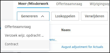De knop Contract genereren