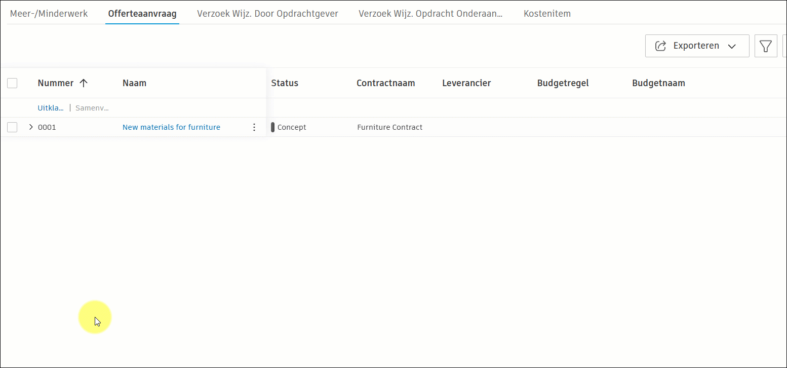 RFQ-proces loskoppelen