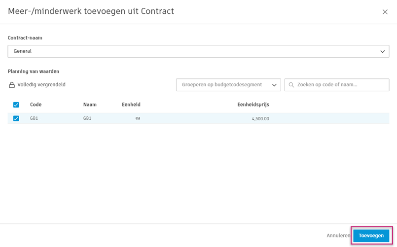 Selectie samenwerkingstoegangscontracten