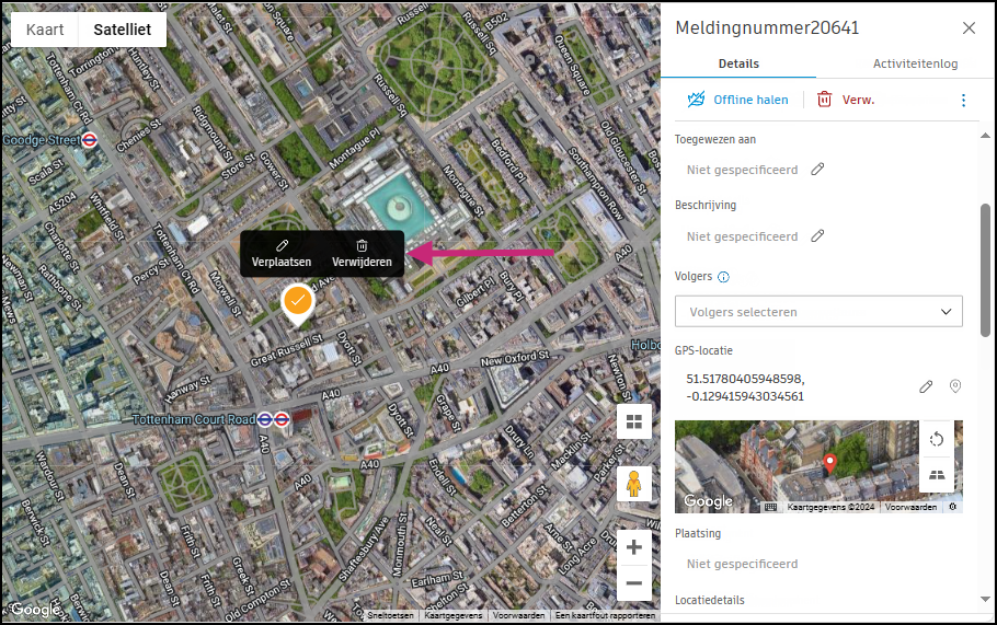 Geolocatie verplaatsen of verwijderen