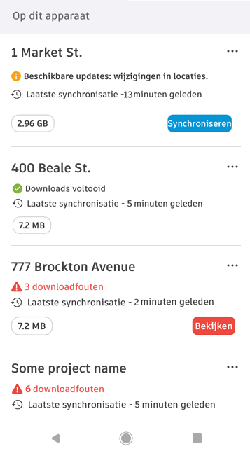 Indicatoren voor synchronisatiestatus op mobiel apparaat