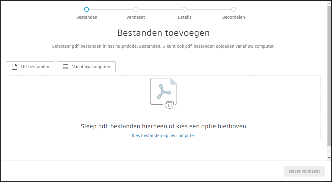 Het gebied ‘Bestanden toevoegen’