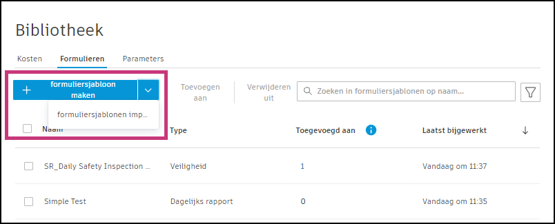 Formuliertemplate maken in bibliotheek