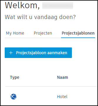 Knop Projecttemplate maken