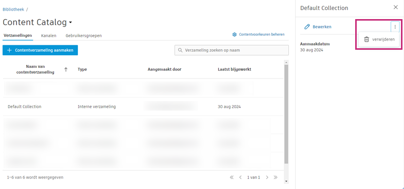 Verzameling verwijderen