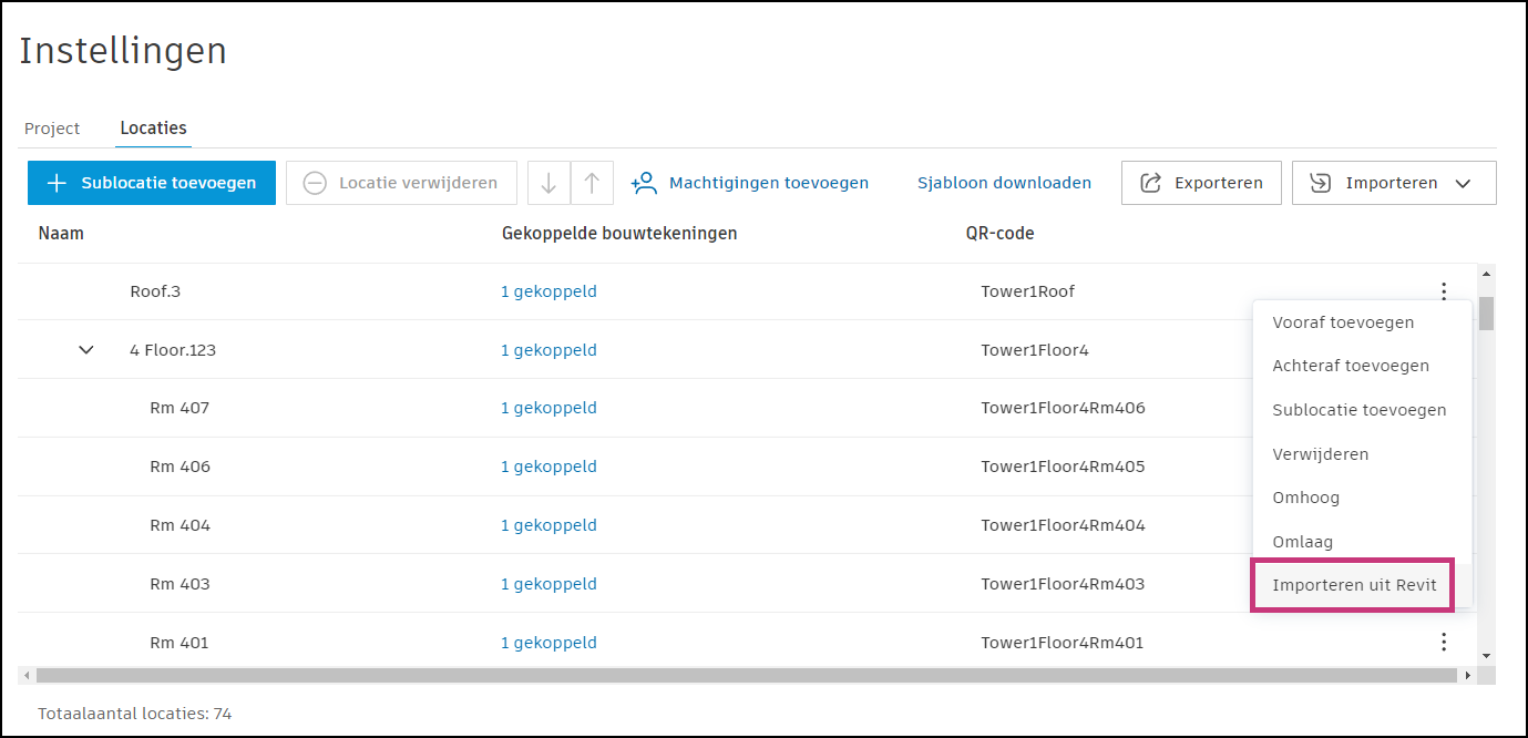 Locaties importeren naar een knooppunt