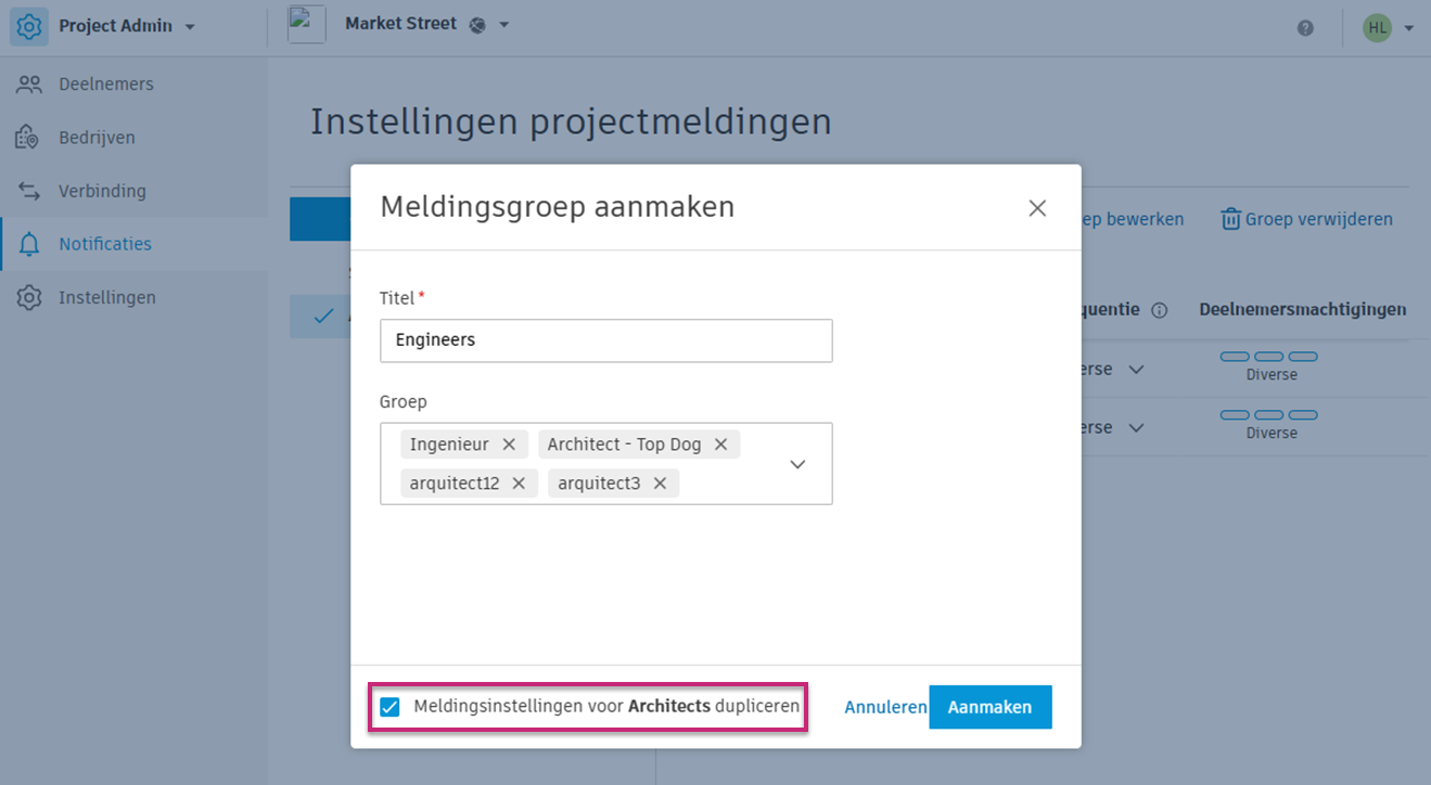 Dubbele groepsinstellingen