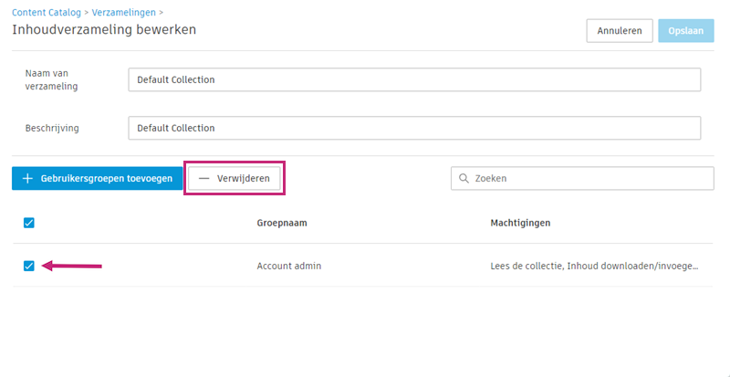 Gebruikersgroepen verwijderen