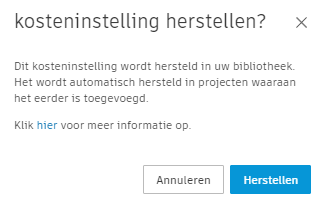 Kosteninstelling herstellen