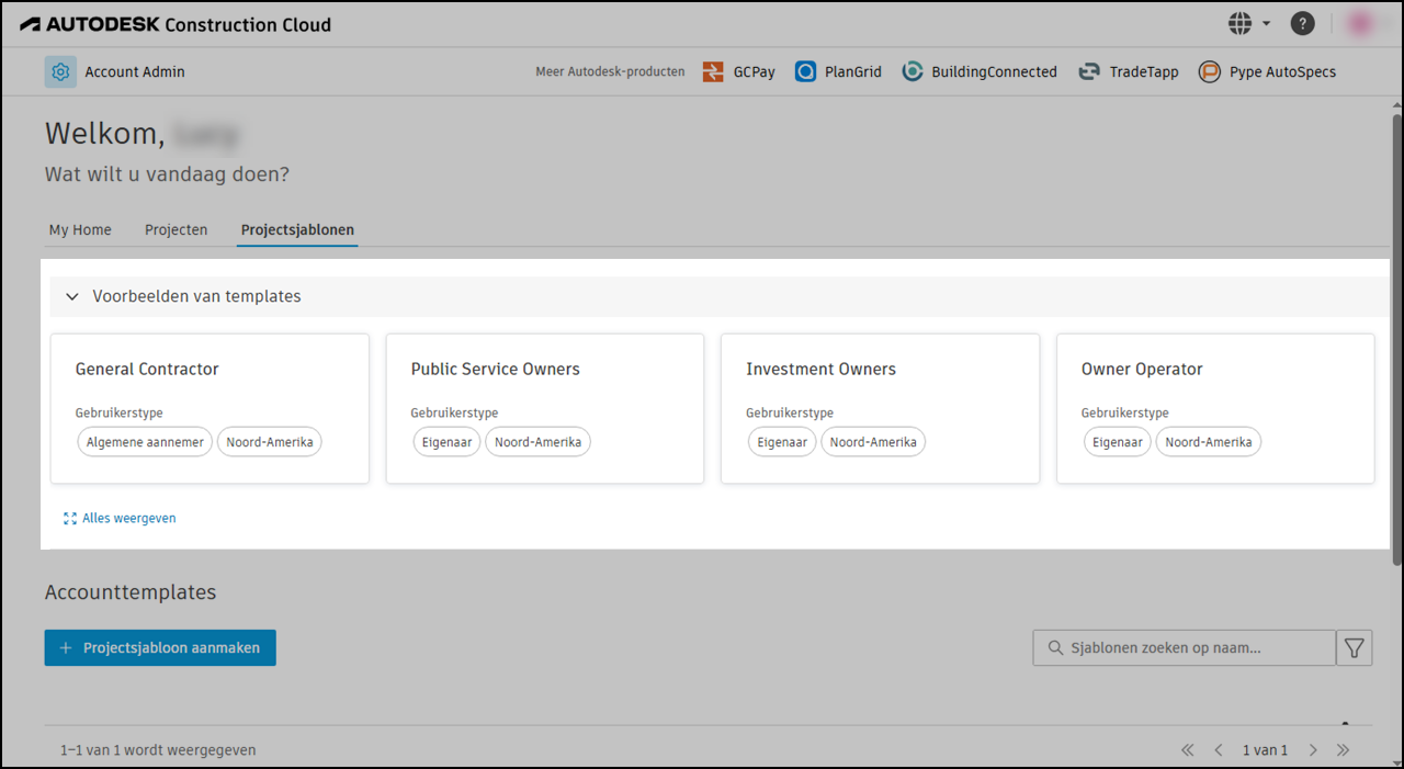 Voorbeelden van projecttemplates