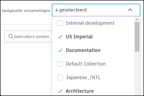 Vastgezette verzamelingen selecteren