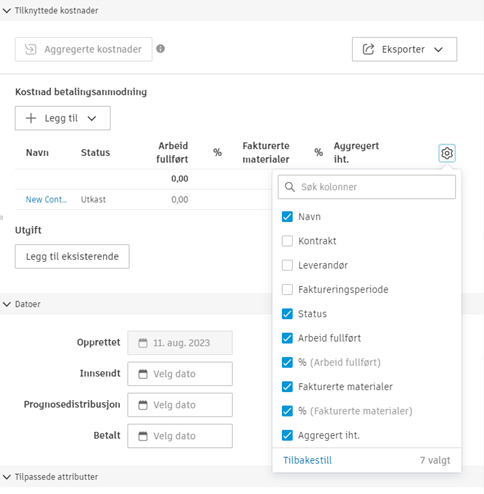 Tilknyttede kostnader