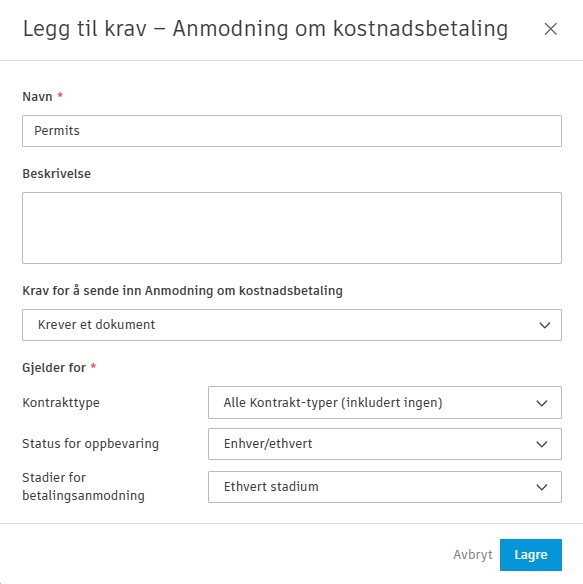 Eksempel på betalingsmerknad for samsvar