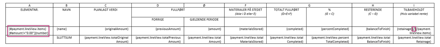 Eksempel på betinget uttrykk for å fjerne tomme linjeelementer fra betalingsanmodninger