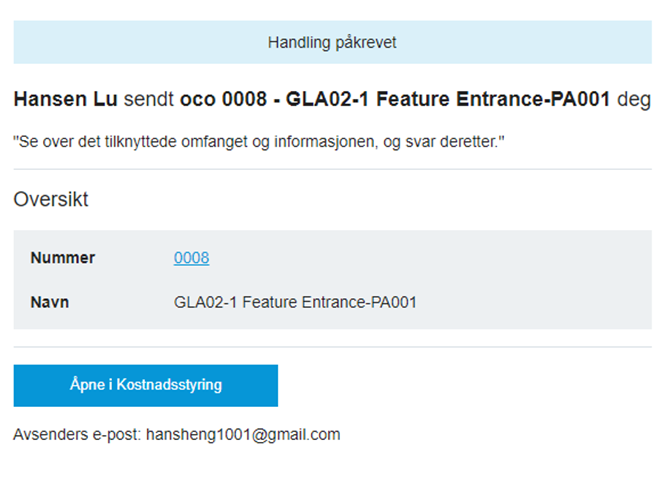 E-postvarsler for godkjenning av arbeidsprosess