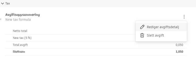 Mer-meny for kostnadsavgift