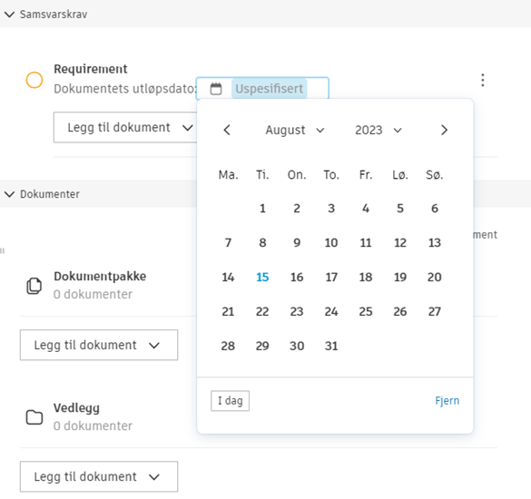 Konfigurasjonsdialogboks for utløpsdato for samsvarskrav