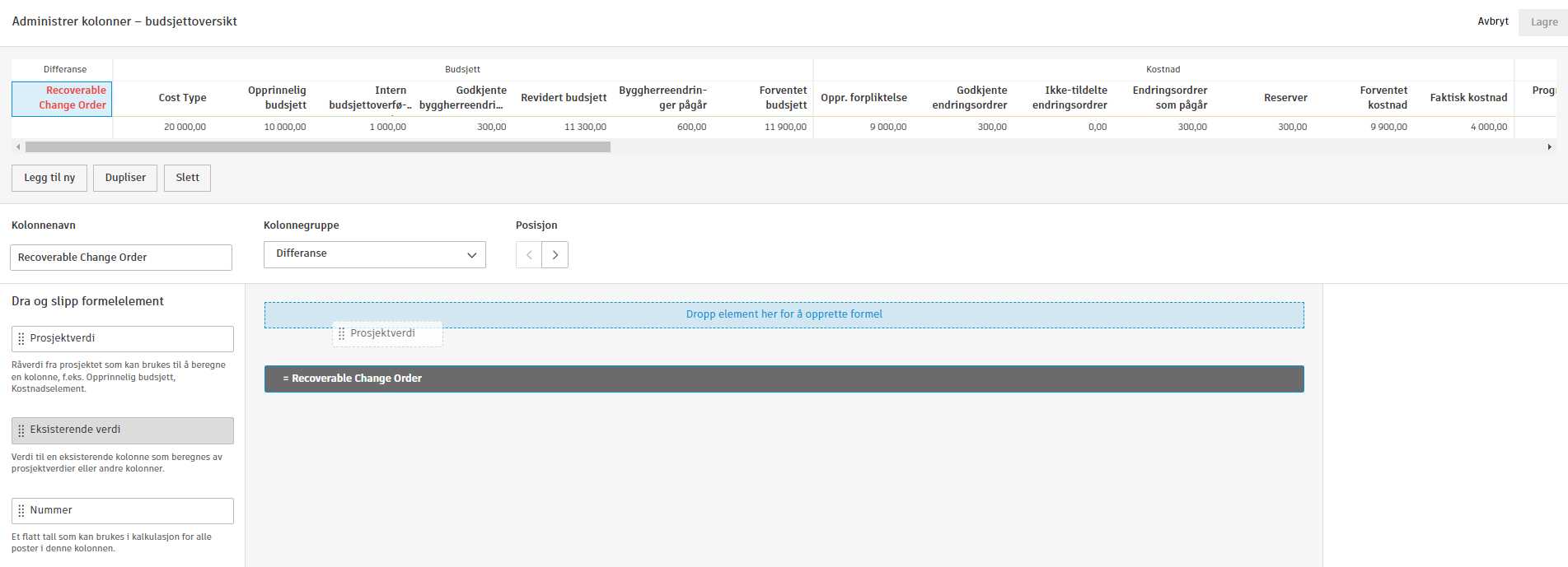 Opprette en ny kolonne med formelelementer