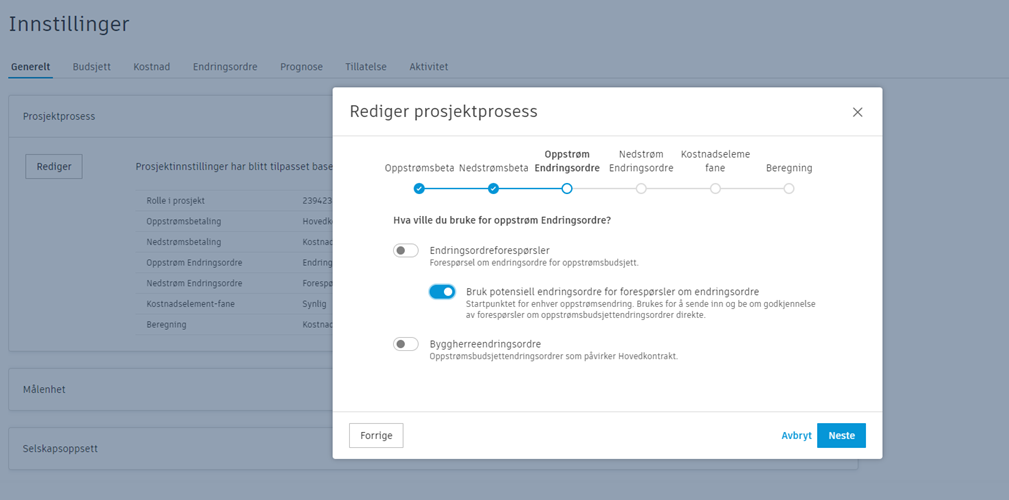 Innstilling for prosjektprosess