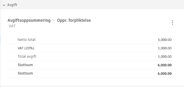 Detaljer om avgiftsoppsummering