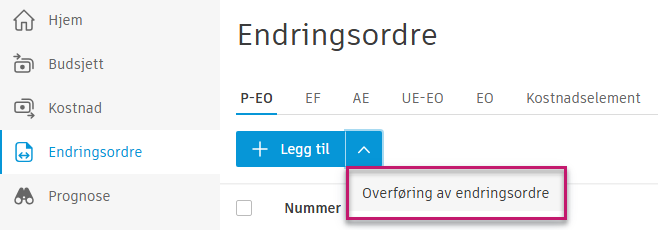 Overføring av endringsordre