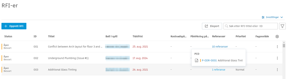 Referanser til RFI-liste