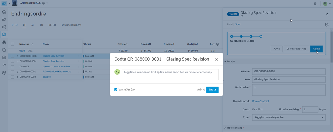 Eksempel på svar fra leverandør