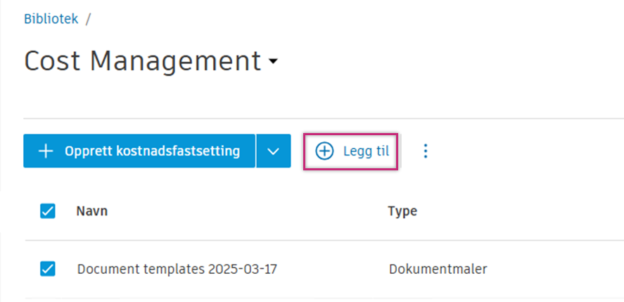 Legg til i prosjektbibliotek