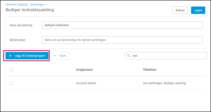 Knappen Legg til brukergrupper