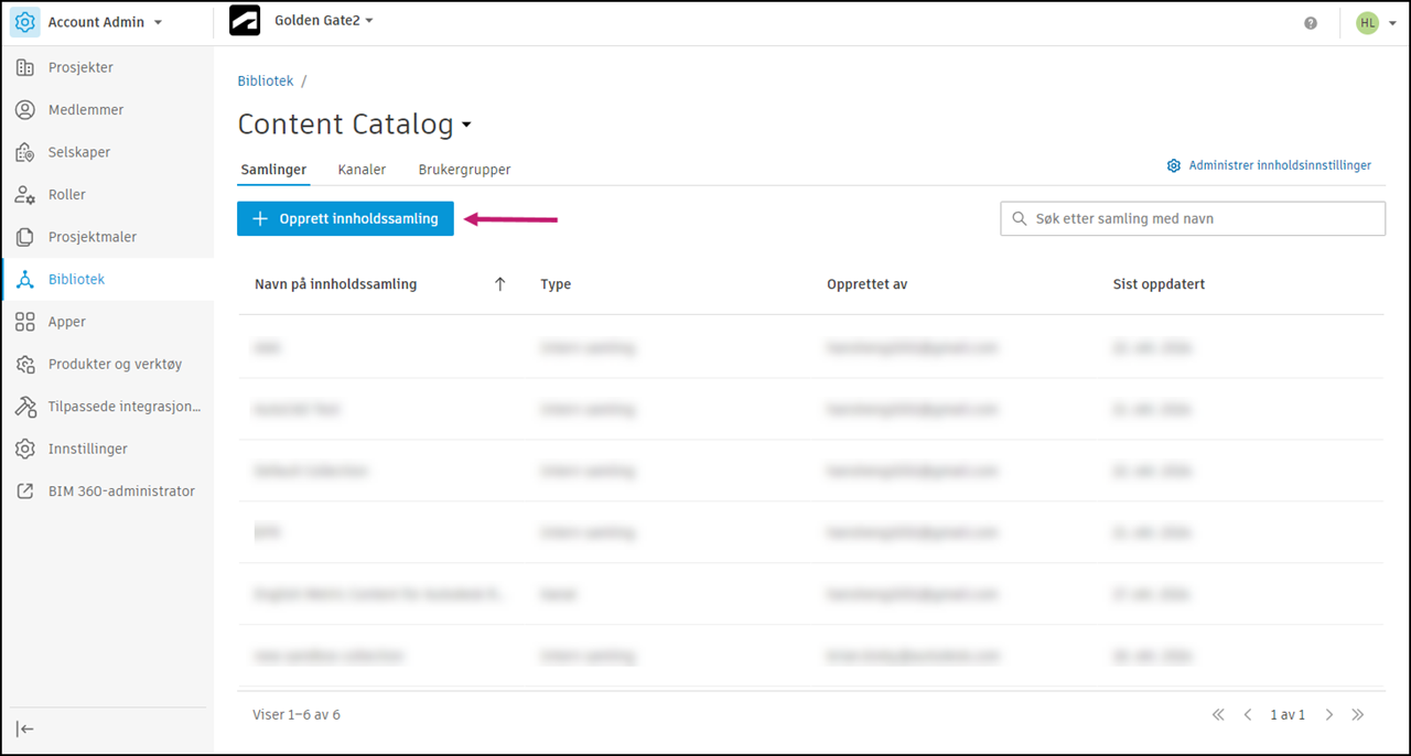 Opprett innholdssamling