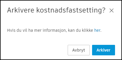 Fjern  kostnadsfastsetting