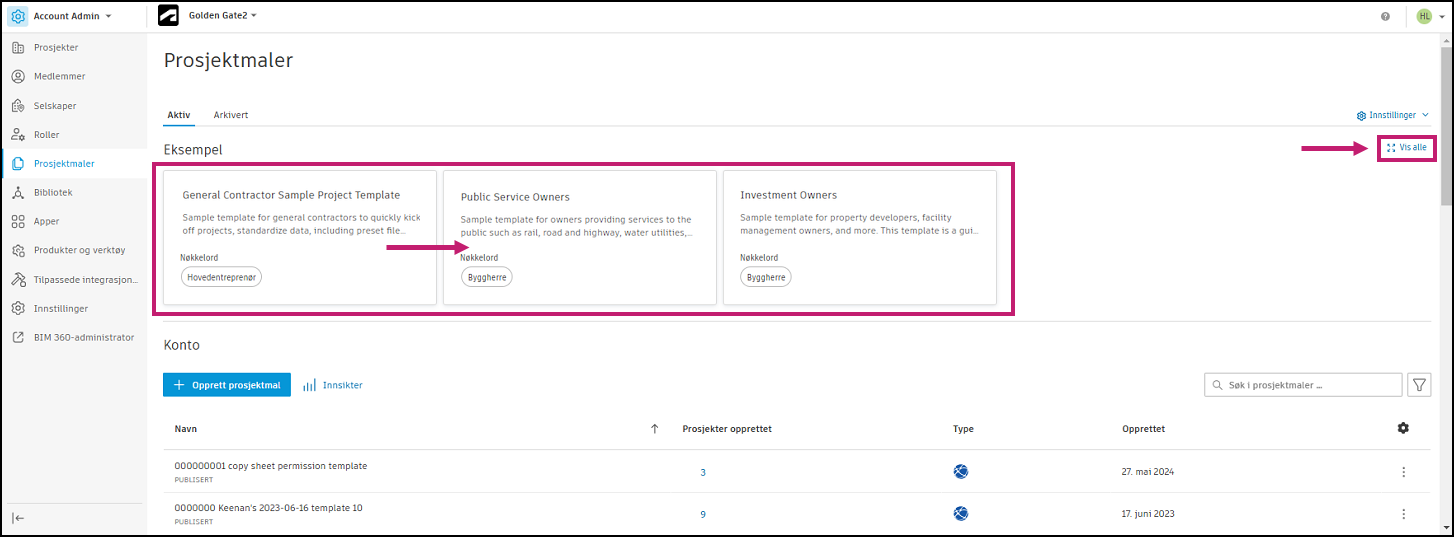 Eksempel på prosjektmaler