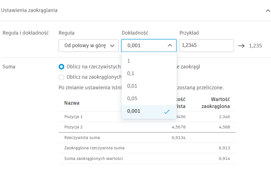 Ustawienie dokładności