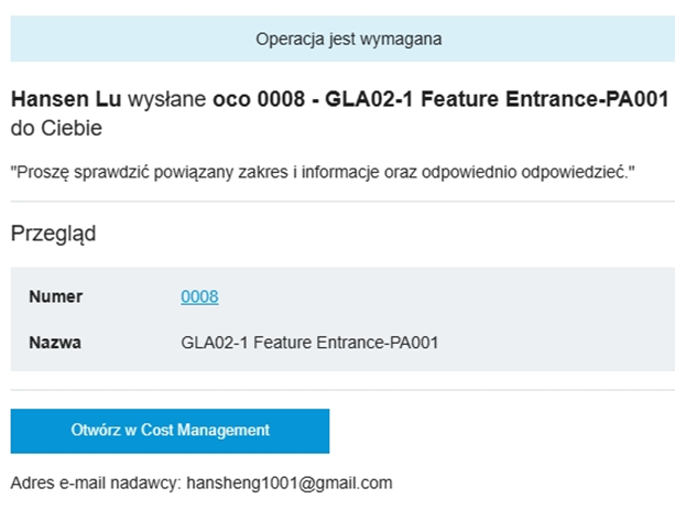Powiadomienie e-mail procesu roboczego zatwierdzania