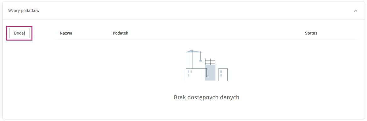 Ustawienia kosztów wzory podatków