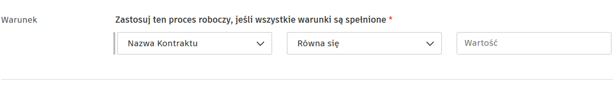 Konfiguracja warunków umowy głównej