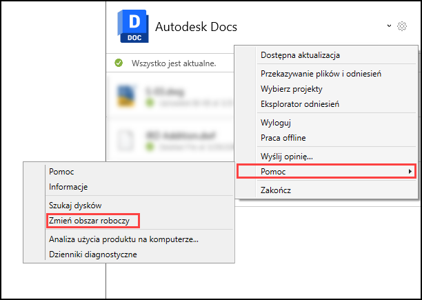 Zmiana obszaru roboczego — temat pomocy