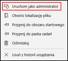Uruchom jako administrator