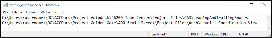 Zidentyfikowano spacje końcowe