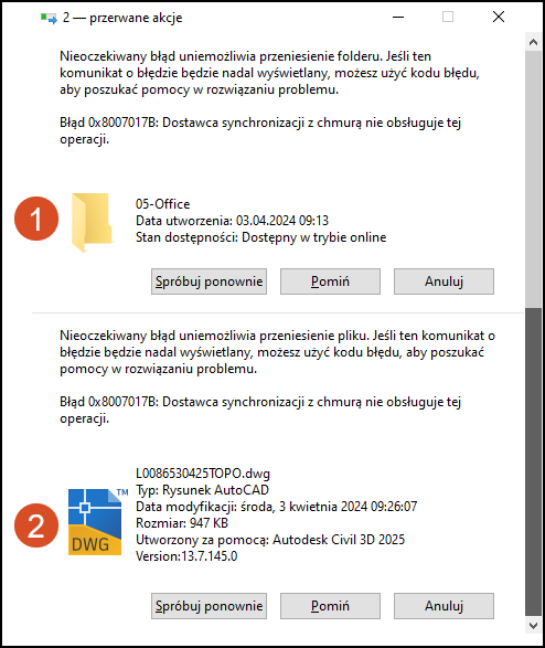 Przenoszenie plików i folderów