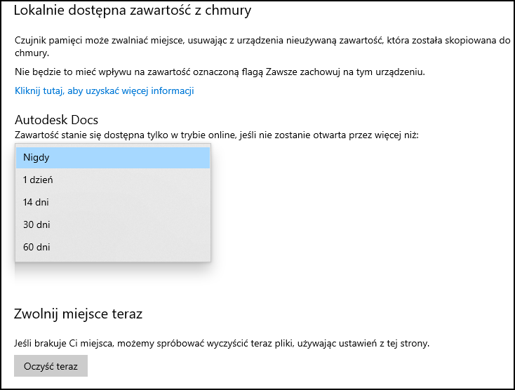Lokalne przechowywanie zawartości z chmury